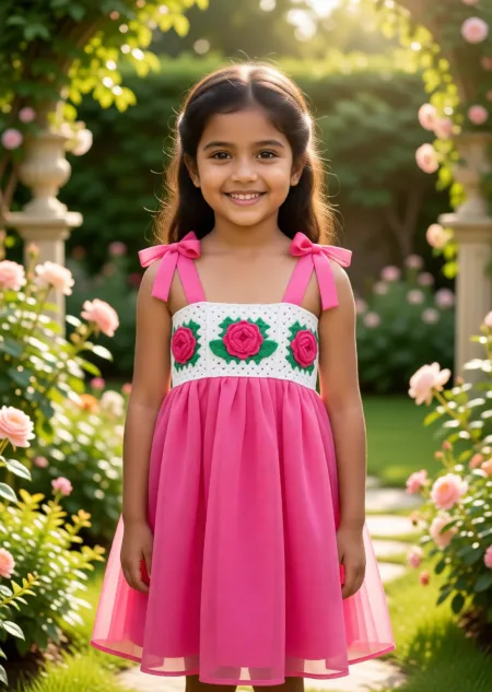 পিঙ্ক রোজ গার্ডেন ফ্রক