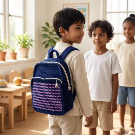 পার্পল স্ট্রাইপড নিটেড ব্যাগপ্যাক